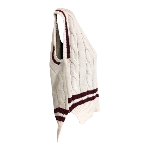 Jessica Simpson white & dark red cable knit v-neck sweater vest size XS new - Picture 8 of 10